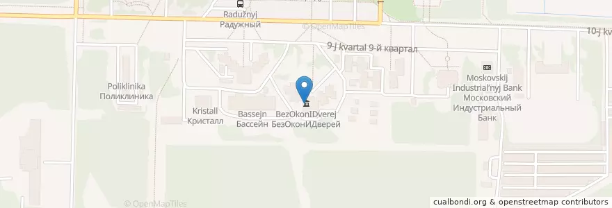 Mapa de ubicacion de БезОконИДверей en Rusia, Distrito Federal Central, Óblast De Vladímir, Зато Радужный.
