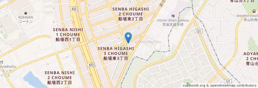 Mapa de ubicacion de 天ぷらの山 en Japón, Prefectura De Osaka, 豊中市, 箕面市.