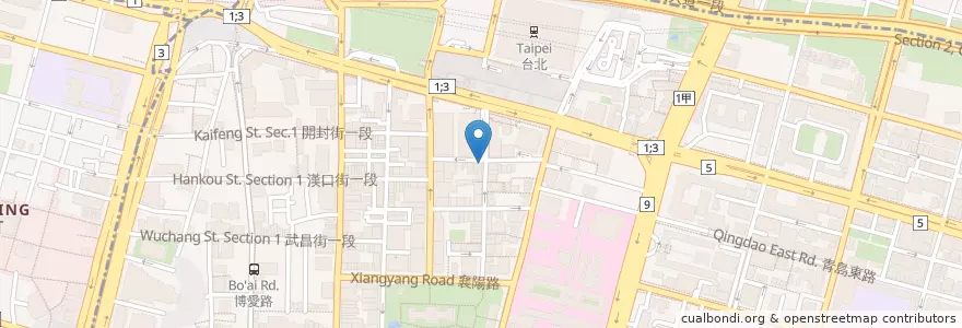 Mapa de ubicacion de 銀座拉麵 en 臺灣, 新北市, 臺北市, 中正區.