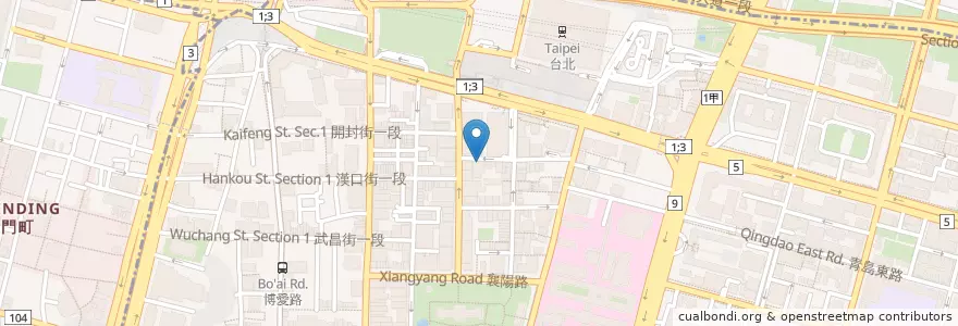 Mapa de ubicacion de 兆豐國際商業銀行 en 타이완, 신베이 시, 타이베이시, 중정 구.