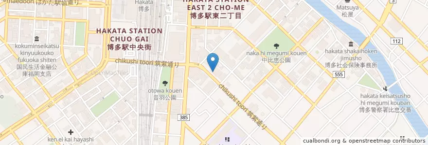 Mapa de ubicacion de 佐賀銀行 en Japon, Préfecture De Fukuoka, 福岡市, 博多区.