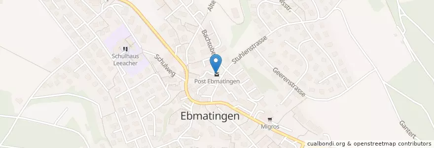 Mapa de ubicacion de Post Ebmatingen en Switzerland, Zürich, Bezirk Uster, Maur.
