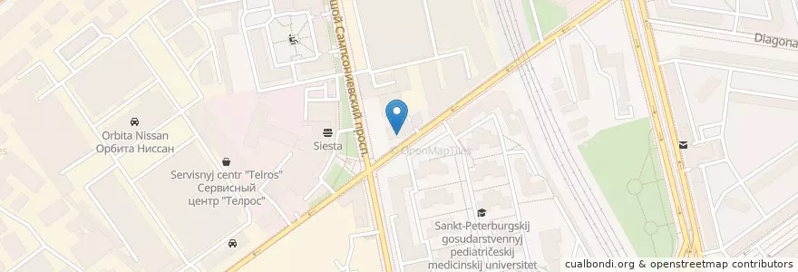 Mapa de ubicacion de Шаверма en Russie, District Fédéral Du Nord-Ouest, Oblast De Léningrad, Saint-Pétersbourg, Выборгский Район, Округ Сампсониевское.