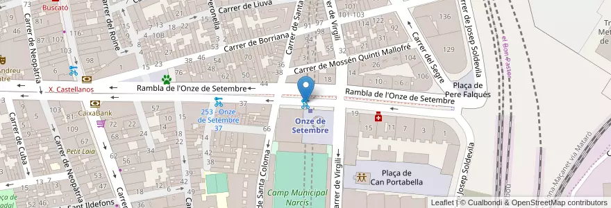 Mapa de ubicacion de 252 - Onze de Setembre 31 en 西班牙, Catalunya, Barcelona, Barcelonès, Barcelona.