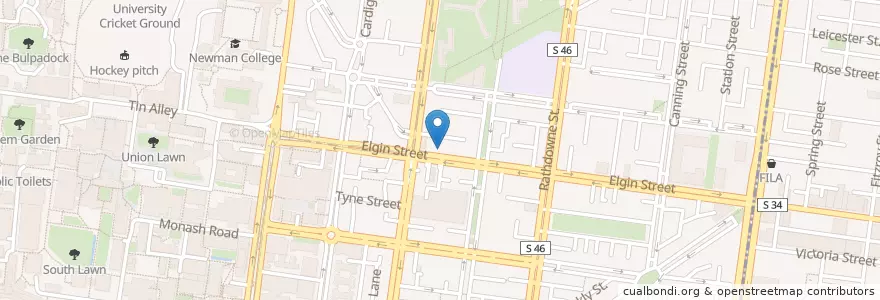 Mapa de ubicacion de Lahore Biryani House en Austrália, Victoria, City Of Melbourne.
