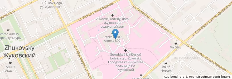 Mapa de ubicacion de Столовая городской больницы en Russia, Central Federal District, Moscow Oblast, Ramensky District, Zhukovsky.