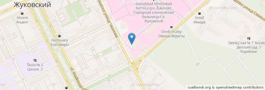 Mapa de ubicacion de Поликлиника ЦАГИ en Russia, Central Federal District, Moscow Oblast, Ramensky District, Zhukovsky.