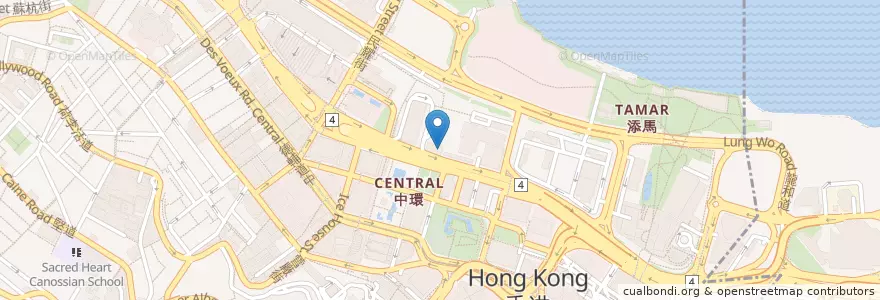 Mapa de ubicacion de 大會堂公共圖書館 City Hall Public Library en China, Provincia De Cantón, Hong Kong, Isla De Hong Kong, Nuevos Territorios, 中西區 Central And Western District.