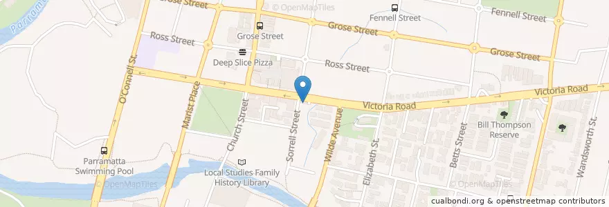 Mapa de ubicacion de Rose and Crown en Austrália, Nova Gales Do Sul, Sydney, City Of Parramatta Council.