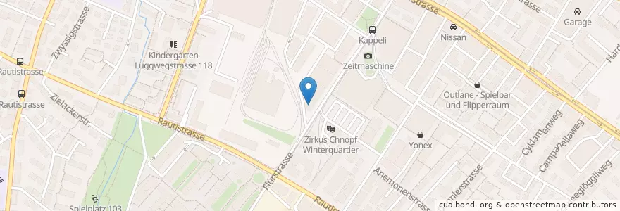 Mapa de ubicacion de UBS Restaurant Snackeria Flurhof en Svizzera, Zurigo, Distretto Di Zurigo, Zurigo.