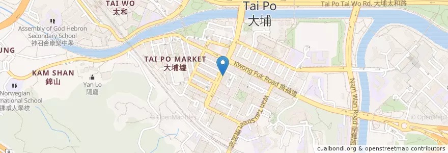 Mapa de ubicacion de Café de Coral en China, Hong Kong, Guangdong, New Territories, Tai Po District.