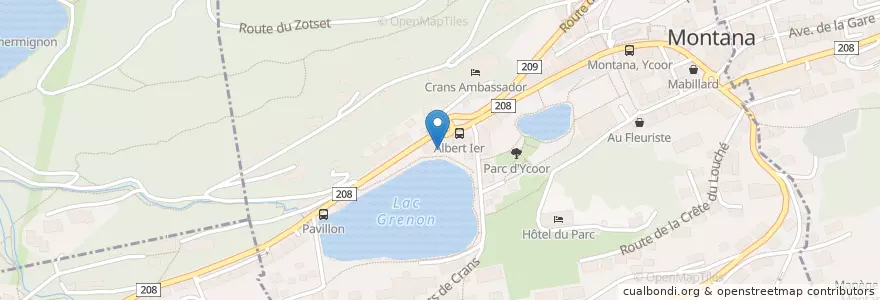 Mapa de ubicacion de Le Bowling en Швейцария, Вале, Sierre, Crans-Montana.