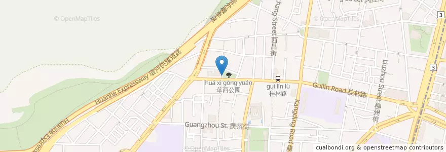Mapa de ubicacion de 華西公園 en Taïwan, Nouveau Taipei, Taipei, 萬華區.