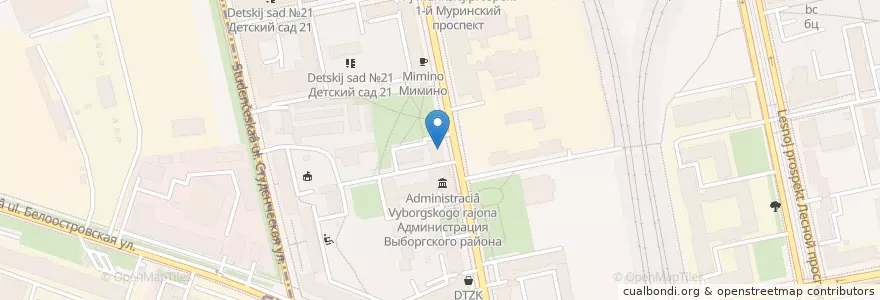 Mapa de ubicacion de Балтийский банк en Russland, Föderationskreis Nordwest, Oblast Leningrad, Sankt Petersburg, Wyborger Rajon, Округ Сампсониевское.