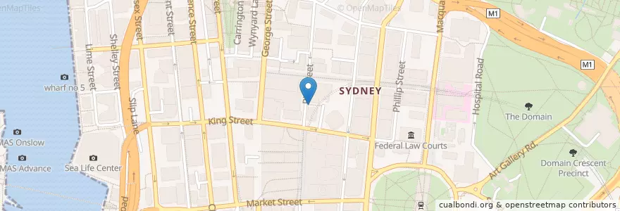Mapa de ubicacion de Vault Hotel en Australië, Nieuw-Zuid-Wales, Council Of The City Of Sydney, Sydney.