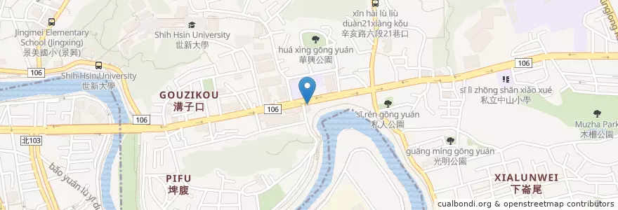 Mapa de ubicacion de 飛碟早餐 en Taiwan, 新北市, Taipei, 文山區.