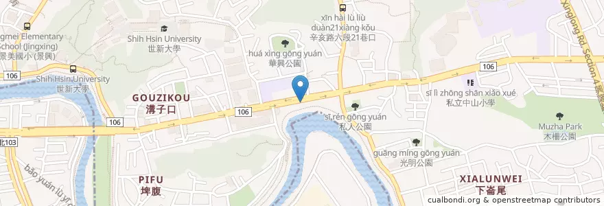 Mapa de ubicacion de 翔太麵屋 en تايوان, تايبيه الجديدة, تايبيه, 文山區.
