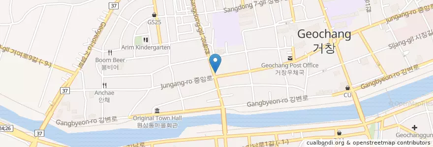 Mapa de ubicacion de 피자마루 en 대한민국, 경상남도, 거창군.