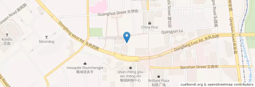 Mapa de ubicacion de Laofangzi en 中国, 云南省, 昆明市, 五华区, 护国街道.