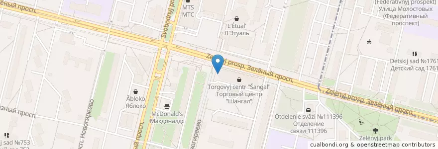 Mapa de ubicacion de Бургер Кинг en روسيا, Центральный Федеральный Округ, Москва, Восточный Административный Округ, Район Новогиреево.