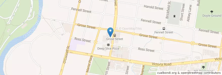 Mapa de ubicacion de 3 Bells Café en Avustralya, New South Wales, Sydney, City Of Parramatta Council.