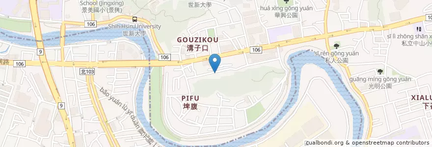 Mapa de ubicacion de 溝子口天主堂 en تايوان, تايبيه الجديدة, تايبيه, 文山區, 新店區.