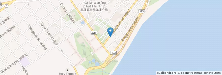 Mapa de ubicacion de 北濱天主堂 en Taiwan, 臺灣省, Condado De Hualien, 花蓮市.