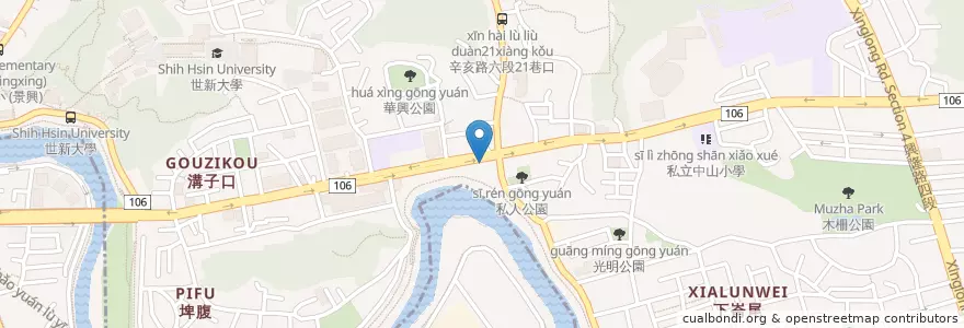 Mapa de ubicacion de 123黑白切 en Taiwan, 新北市, Taipei, 文山區.