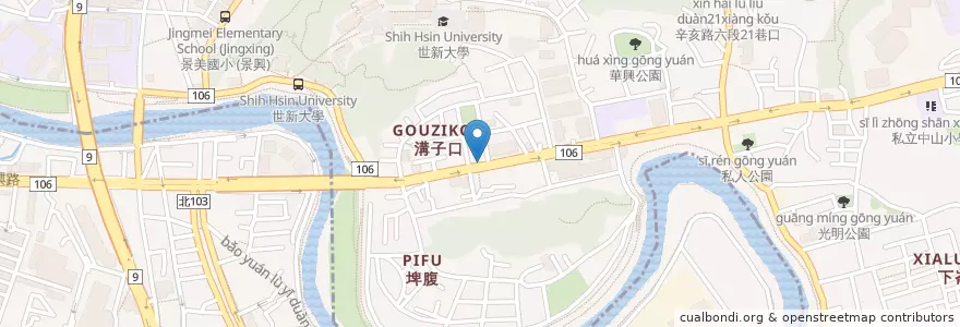 Mapa de ubicacion de 試院精緻自助餐 en Тайвань, Новый Тайбэй, Тайбэй, 文山區, 新店區.