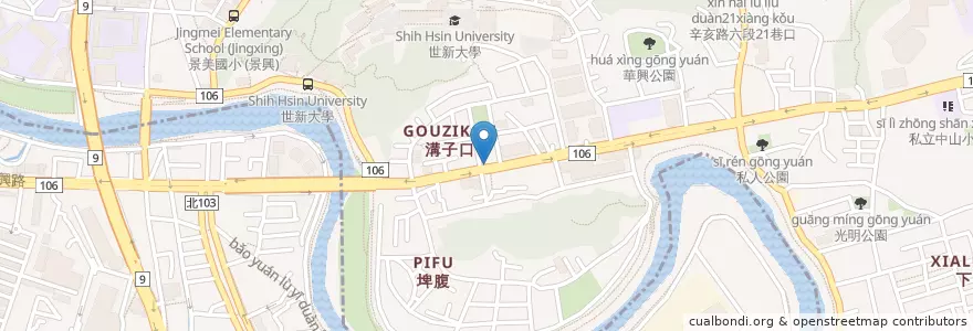 Mapa de ubicacion de 永春燒臘快餐 en Taiwan, Nuova Taipei, Taipei, 文山區, Distretto Di Xindian.