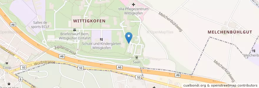Mapa de ubicacion de Briefeinwurf Bern, Jupiterstrasse en سويسرا, برن, Verwaltungsregion Bern-Mittelland, Verwaltungskreis Bern-Mittelland, برن, Muri Bei Bern.