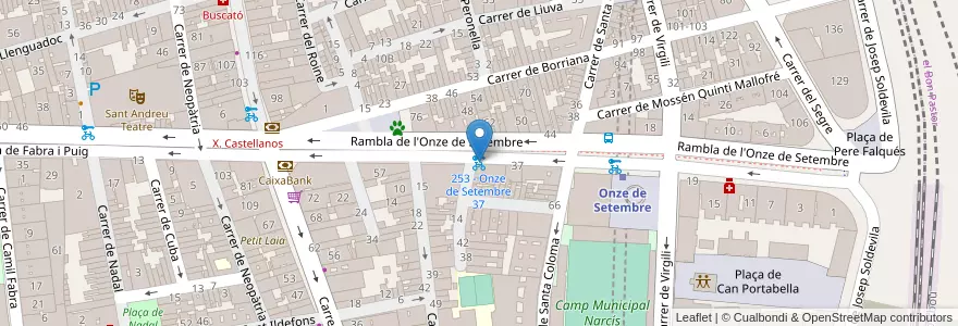 Mapa de ubicacion de 253 - Onze de Setembre 37 en Sepanyol, Catalunya, Barcelona, Barcelonès, Barcelona.