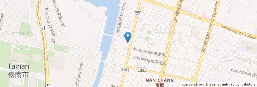 Mapa de ubicacion de 台亞加油站 en Taiwan, Tainan, 中西區.