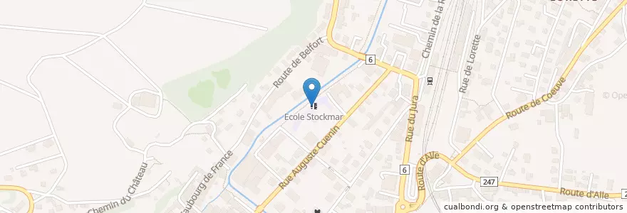 Mapa de ubicacion de Ecole Stockmar en スイス, Jura, District De Porrentruy, Porrentruy.