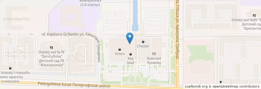 Mapa de ubicacion de Chocolate Bar en Russie, District Fédéral Du Nord-Ouest, Oblast De Léningrad, Saint-Pétersbourg, Красносельский Район, Южно-Приморский Округ.