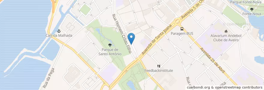 Mapa de ubicacion de Praça Marques do Pombal en 葡萄牙, Aveiro, Centro, Baixo Vouga, Aveiro, Glória E Vera Cruz.