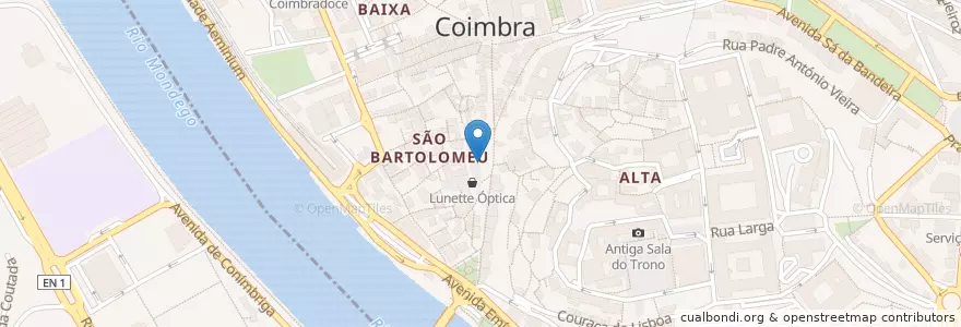 Mapa de ubicacion de Casa de Pasto "A Taberninha" en Portugal, Centro, Baixo Mondego, Coimbra, Coimbra, Sé Nova, Santa Cruz, Almedina E São Bartolomeu.