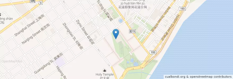 Mapa de ubicacion de 陽光電城咖啡館 en Taiwán, Provincia De Taiwán, Condado De Hualien, 花蓮市.