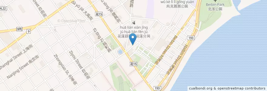 Mapa de ubicacion de 秋朝咖啡館 en تایوان, 臺灣省, هوالاین, 花蓮市.