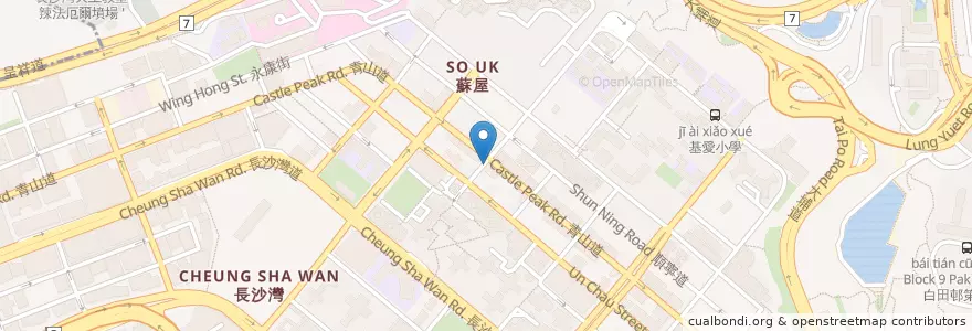 Mapa de ubicacion de Hang Seng Bank en Китай, Гуандун, Гонконг, Цзюлун, Новые Территории, 深水埗區 Sham Shui Po District.