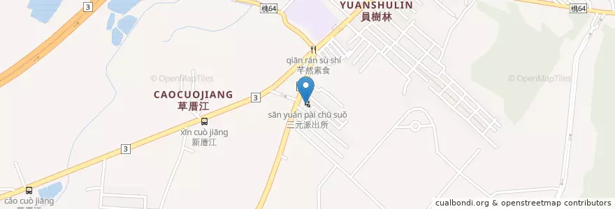 Mapa de ubicacion de 三元派出所 en 台湾, 桃園市, 大渓区.