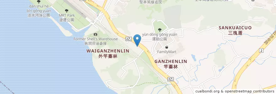 Mapa de ubicacion de 淡水分局中山路派出所 en Taiwan, Nuova Taipei, Distretto Di Tamsui.