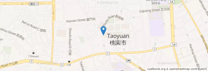 Mapa de ubicacion de 桃園市刑事警察大隊 en تايوان, تاو يوان, 桃園區.