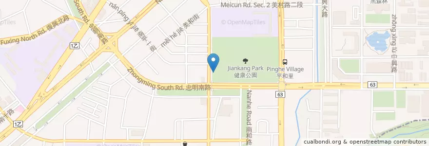 Mapa de ubicacion de 健康派出所 en تايوان, تاي شانغ, 南區.