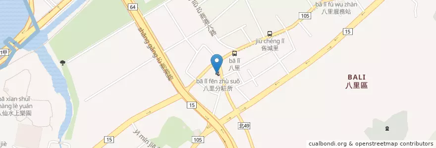 Mapa de ubicacion de 八里分駐所 en Taïwan, Nouveau Taipei, Bali.