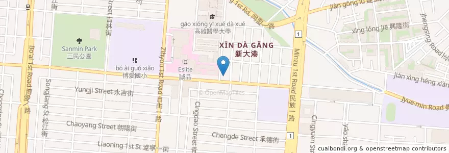 Mapa de ubicacion de 十全路派出所 en Taiwan, Kaohsiung, Sanmin District.
