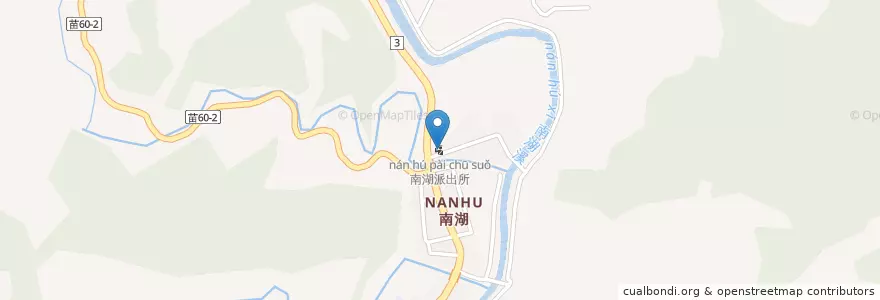 Mapa de ubicacion de 南湖派出所 en Taiwan, Provincia Di Taiwan, Contea Di Miaoli, 大湖鄉.