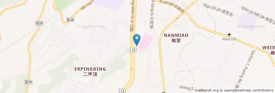 Mapa de ubicacion de 南苗派出所 en Taiwan, 臺灣省, 苗栗縣, 苗栗市.