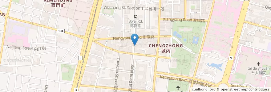 Mapa de ubicacion de 博愛路派出所 en 臺灣, 新北市, 臺北市, 中正區.