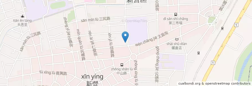 Mapa de ubicacion de 台南市警察局 en Taiwan, Tainan, Xinying.